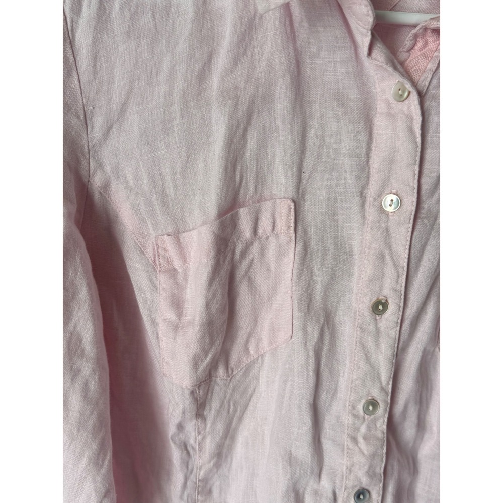Tommy Hilfiger Pink 100% Linen Button Down Shirt Long Sleeve BJG-TAI L/G - Picture 4 of 7